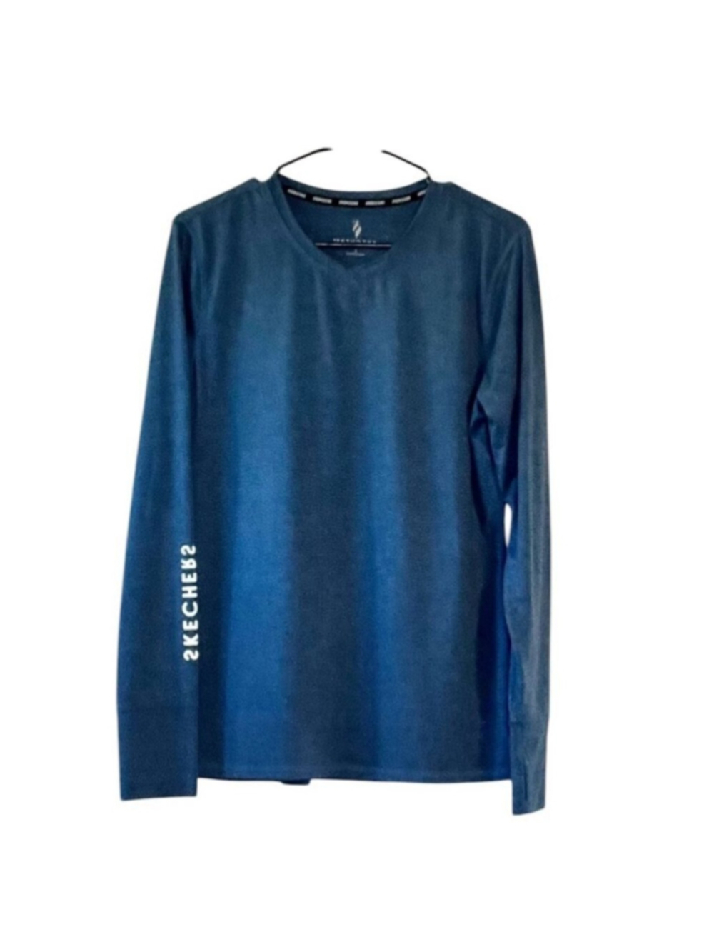 Skechers womens activewear shirt long sleeve top blue size L Large v neck EUC - Picture 2 of 10